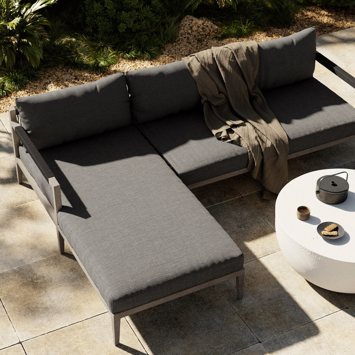 Sherwood Outdoor 2-Piece Sectional, Weathered Grey