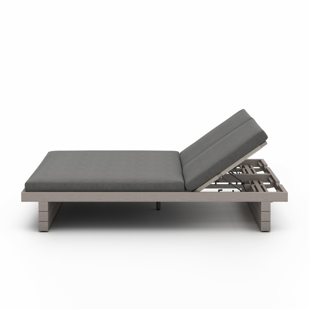 Leroy Outdoor Double Chaise, Weathered Grey