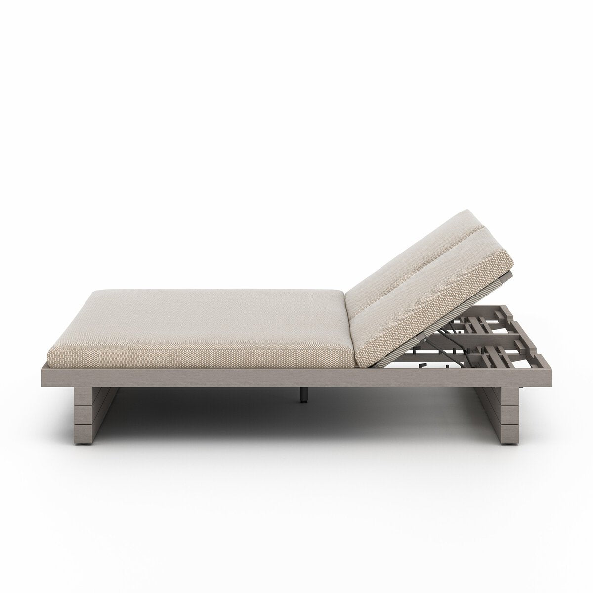 Leroy Outdoor Double Chaise, Weathered Grey