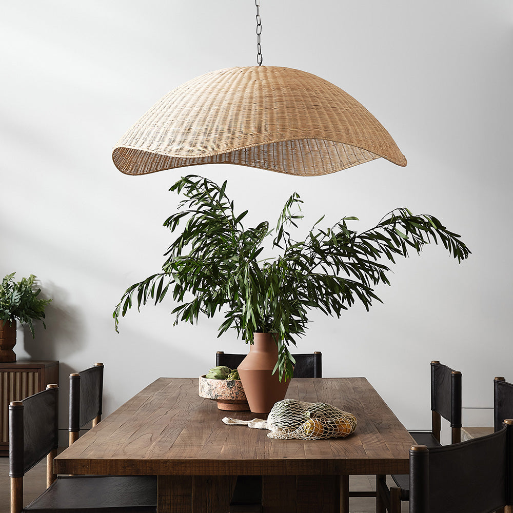 Large Woven Rattan Pendant