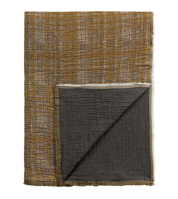 This textured mustard throw, made from 100% cotton, adds a warm, inviting touch to any space. The frayed edge finish gives it a relaxed, stylish look, and it's machine washable for effortless upkeep.