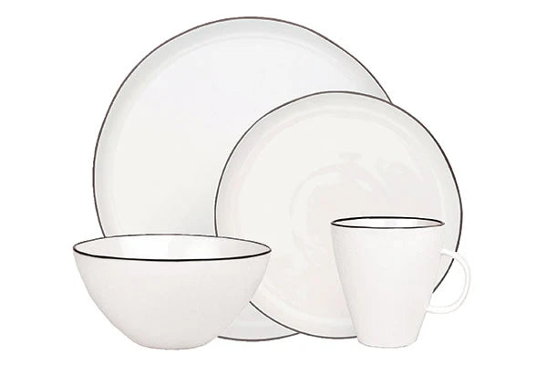 Abbesses Porcelain 4 Piece Dinnerware Set, Service For 1