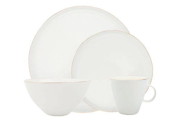 Abbesses Porcelain 4 Piece Dinnerware Set, Service For 1