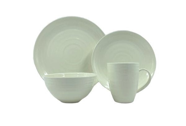 Daniel Smith Porcelain 4 Piece Dinnerware Set, Service For 1