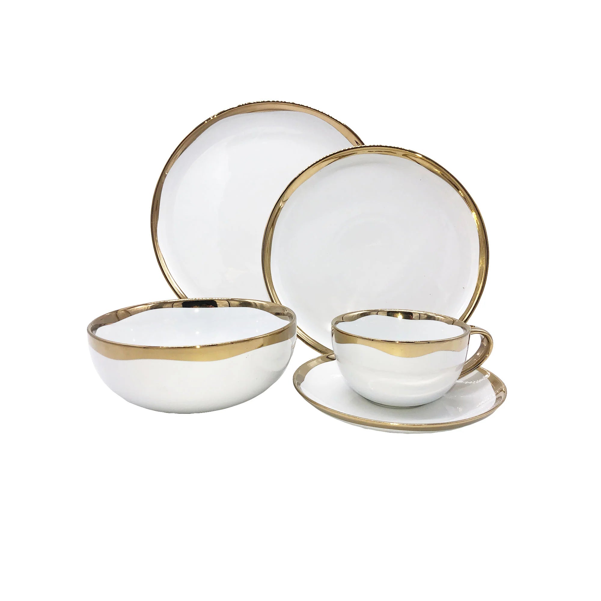 Dauville Porcelain 5 Piece Dinnerware Set, Service For 1