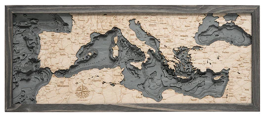 Mediterranean Sea Wood Chart