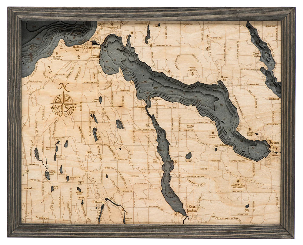 Lake Charlevoix Wood Chart