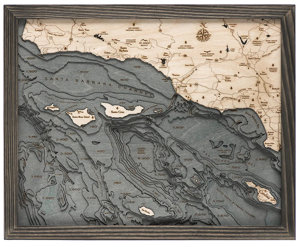 Santa Barbara and the Channel Islands Wood Chart