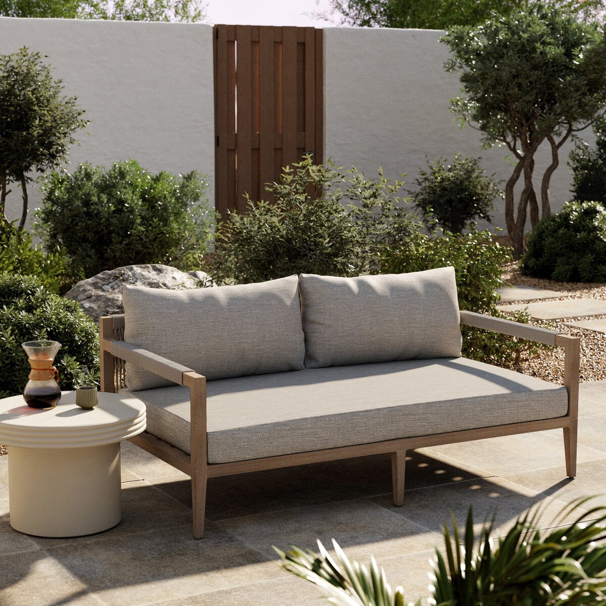 Sherwood Outdoor Sofa, Washed Brown