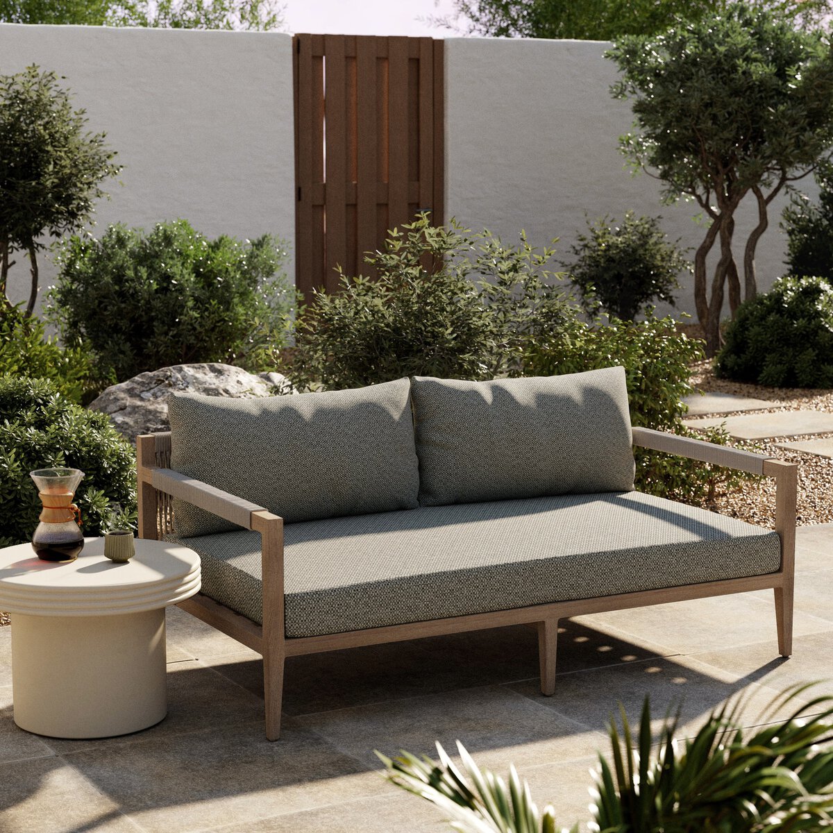 Sherwood Outdoor Sofa, Washed Brown