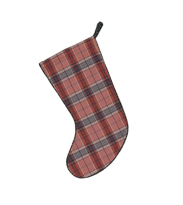 Deck the halls with our festive plaid Christmas stocking! Made from 100% cotton, it adds a cozy holiday charm to your decor with a Park Hill Red pattern and gray mini welt edge. The matching hanging loop makes it easy to display. Dry clean only for best care, keeping it beautiful all season long.