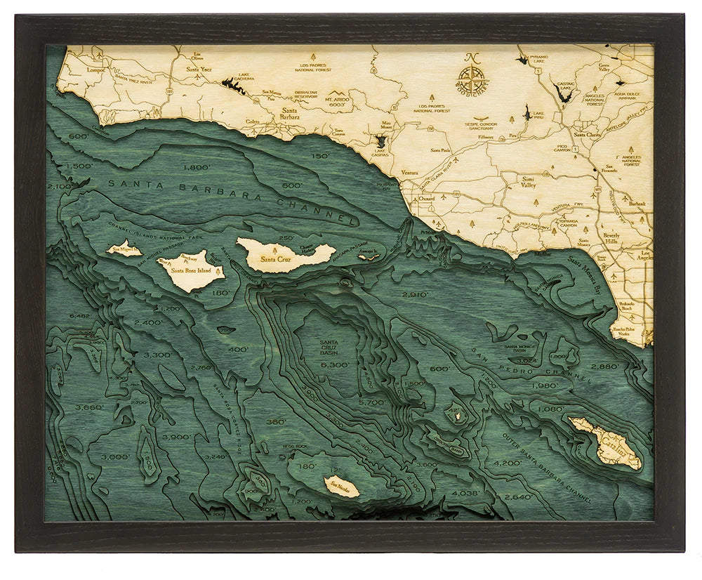 Santa Barbara and the Channel Islands Wood Chart