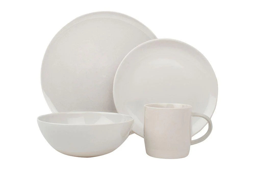 Shell Bisque Porcelain 4 Piece Dinnerware Set, Service For 1