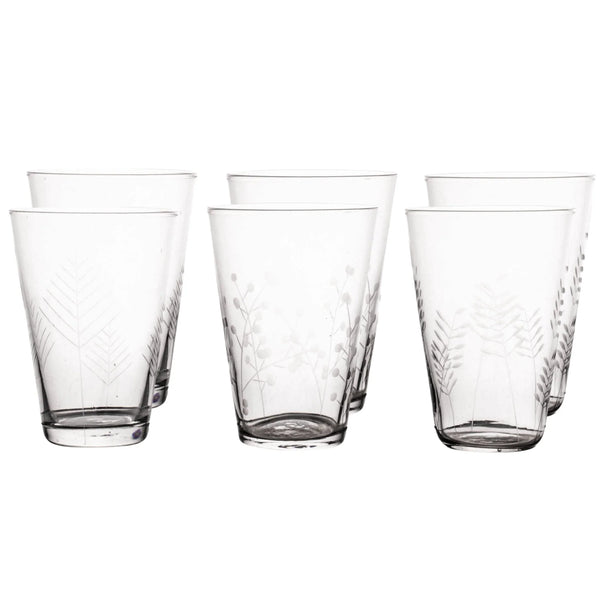 Sienna Etched Stemless Wine Glassware Set