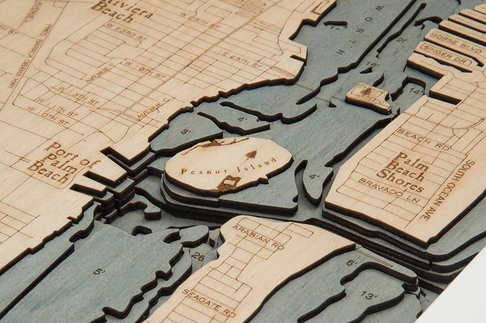 Juno Beach 3-D Nautical Wood Chart