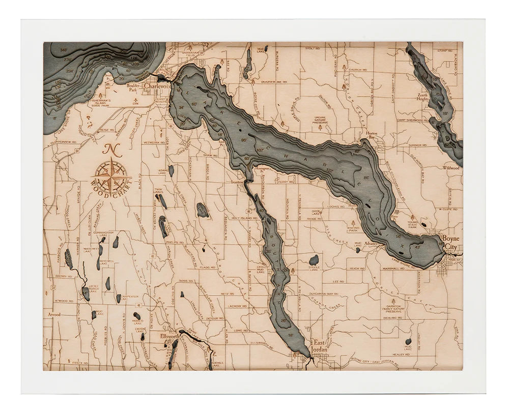 Lake Charlevoix Wood Chart