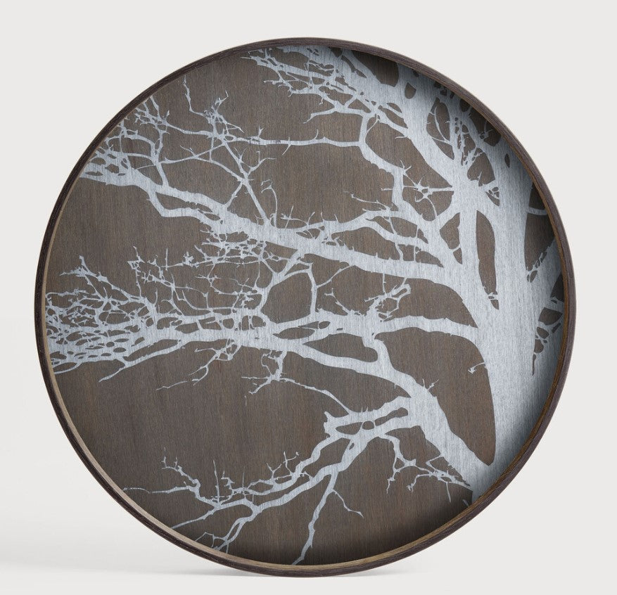 Black Tree Large Round Wooden Tray