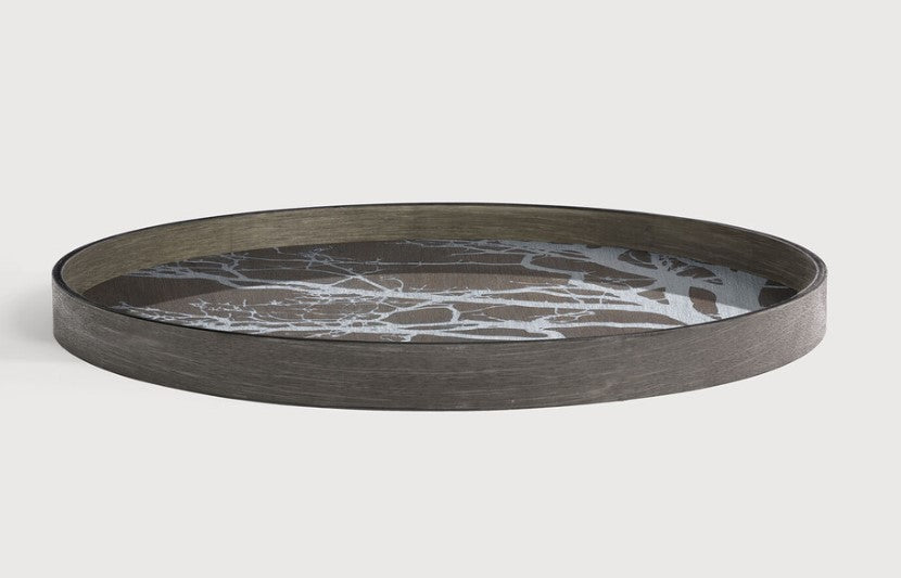 Black Tree Large Round Wooden Tray