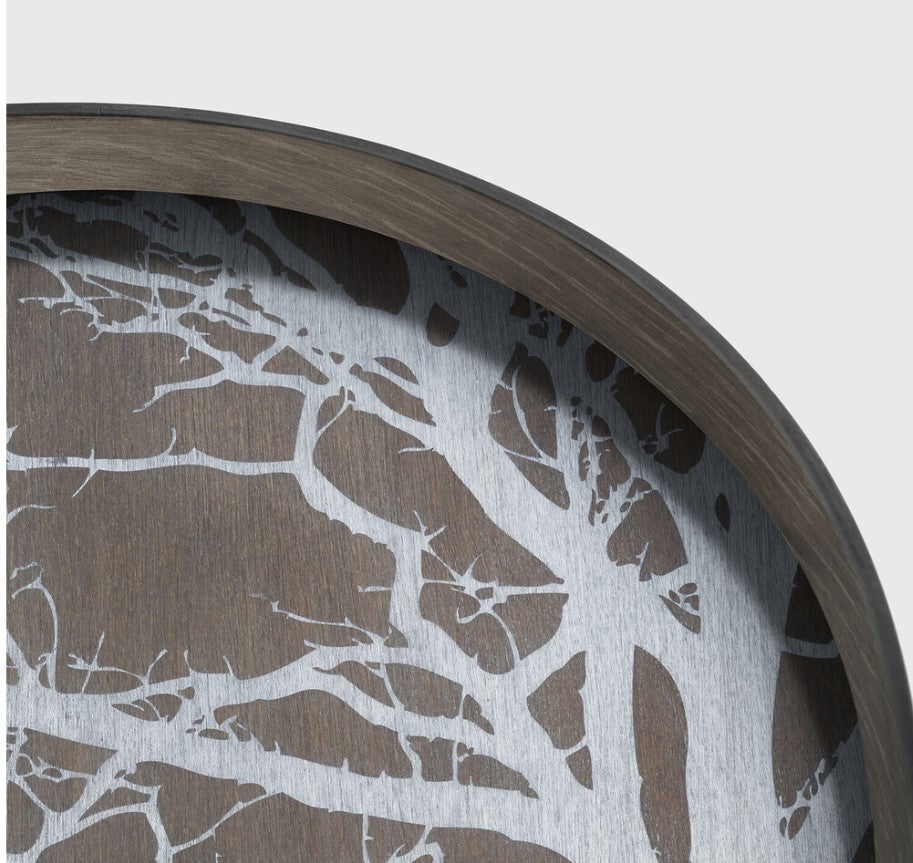 Black Tree Large Round Wooden Tray