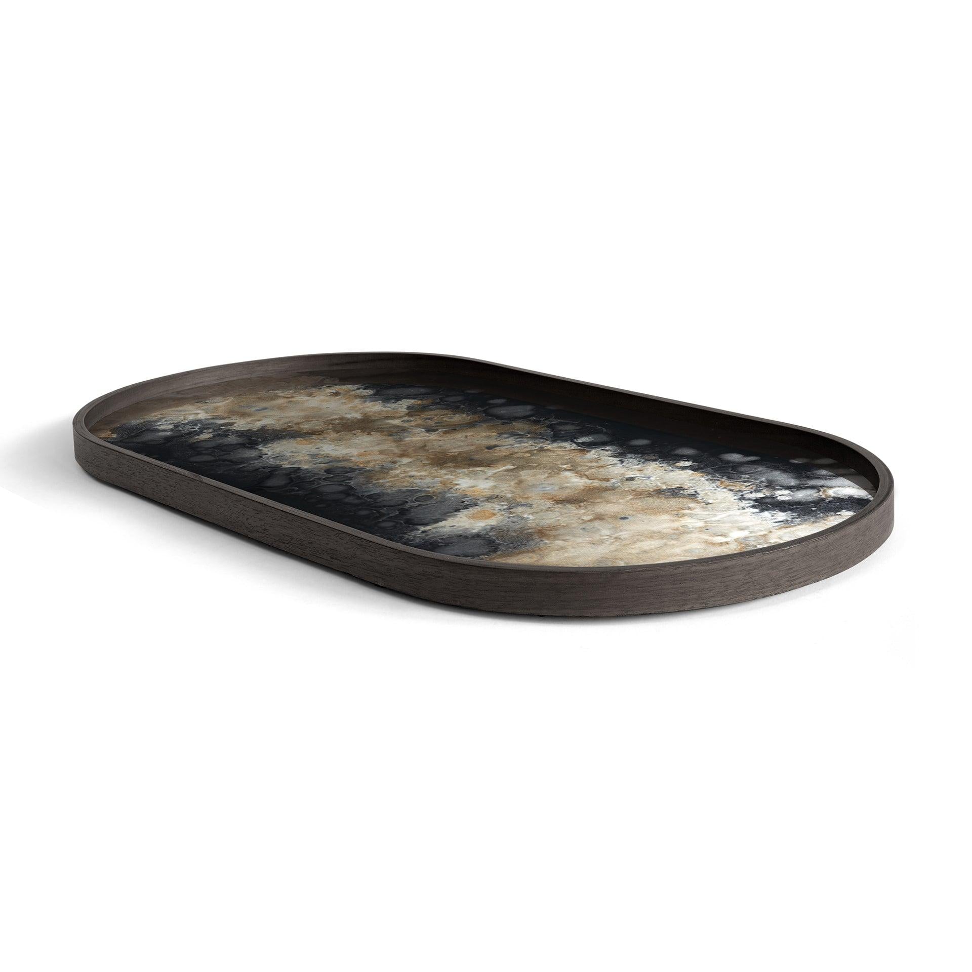 Notre Monde (Ethnicraft) DECORATIVE - Black Organic Oblong Glass Tray