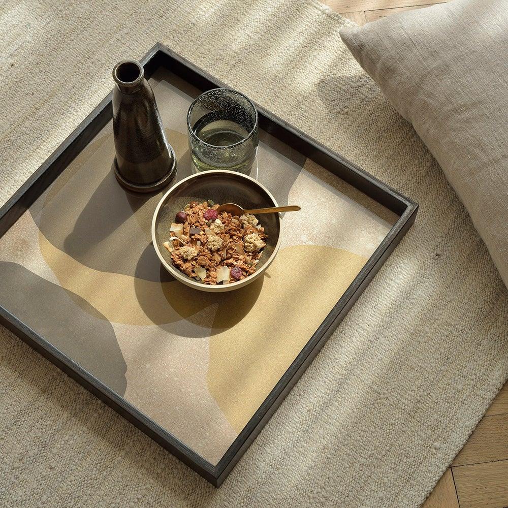 Notre Monde (Ethnicraft) DECORATIVE - Cinnamon Overlapping Dots Small Square Glass Tray