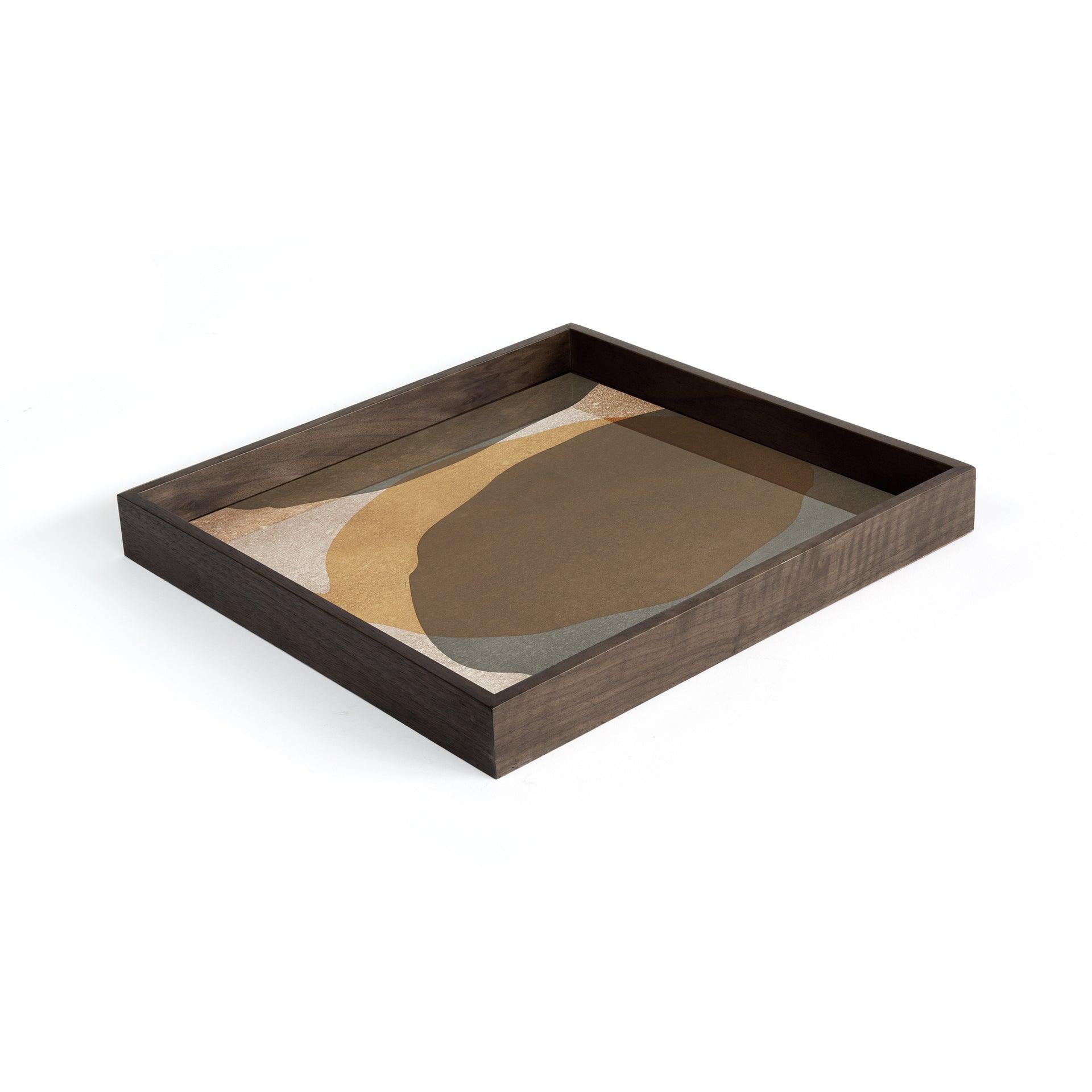 Notre Monde (Ethnicraft) DECORATIVE - Cinnamon Overlapping Dots Small Square Glass Tray