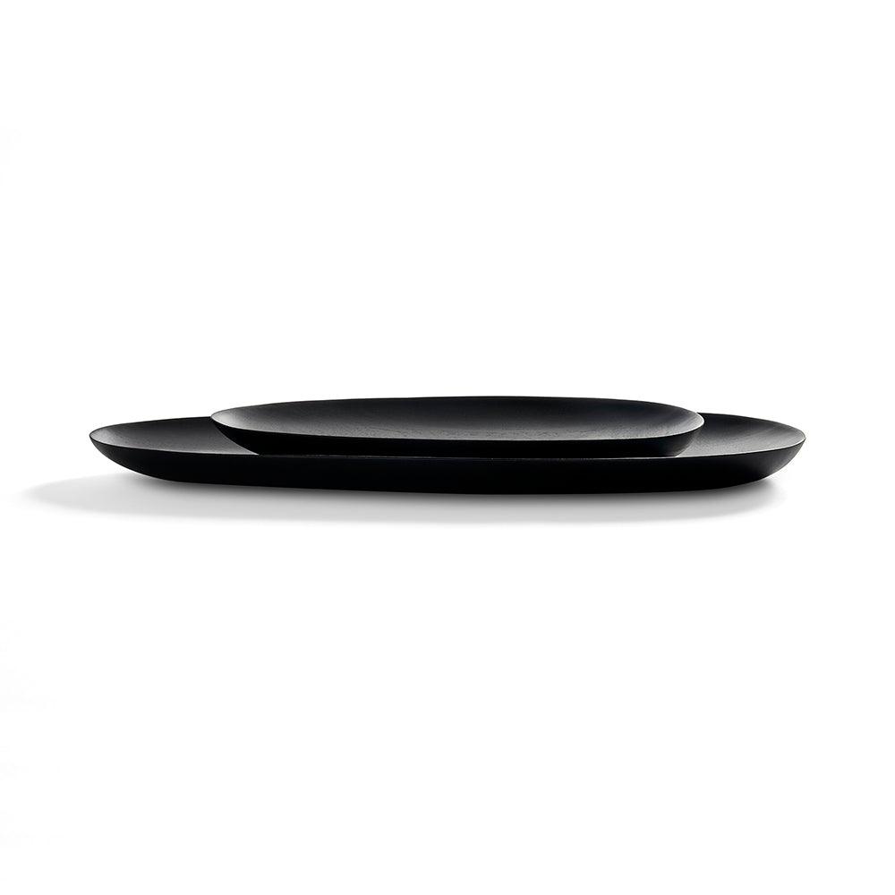 Ethnicraft DECORATIVE - Black Thin Oval Trays - Set Of 2