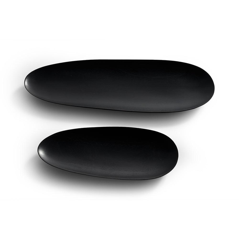 Ethnicraft DECORATIVE - Black Thin Oval Trays - Set Of 2