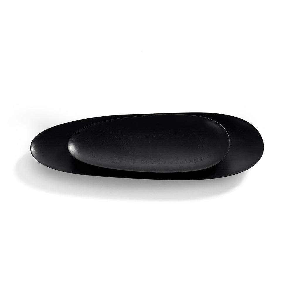 Ethnicraft DECORATIVE - Black Thin Oval Trays - Set Of 2