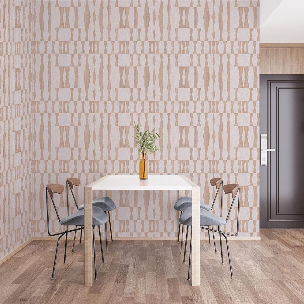 Tempaper Designs LIFESTYLE - Grasscloth Geo Jute Peel and Stick Wallpaper