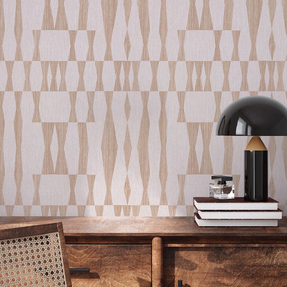 Tempaper Designs LIFESTYLE - Grasscloth Geo Jute Peel and Stick Wallpaper