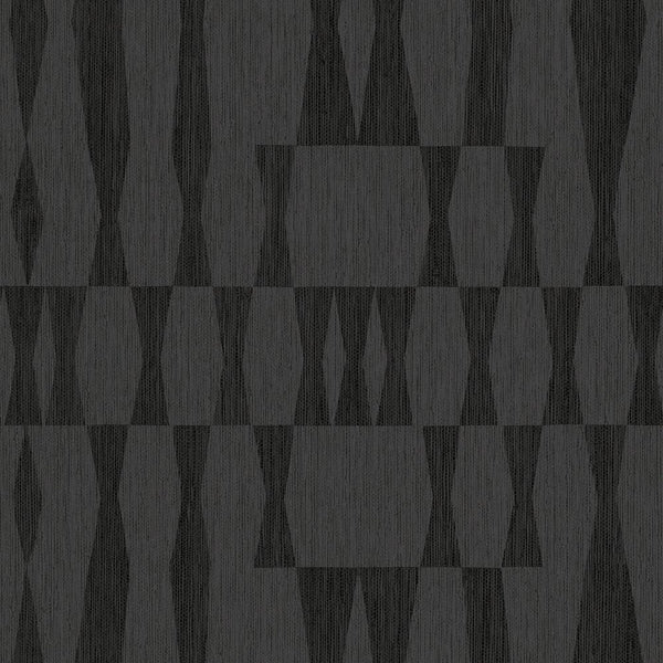 Tempaper Designs LIFESTYLE - Grasscloth Geo Carbon Peel and Stick Wallpaper