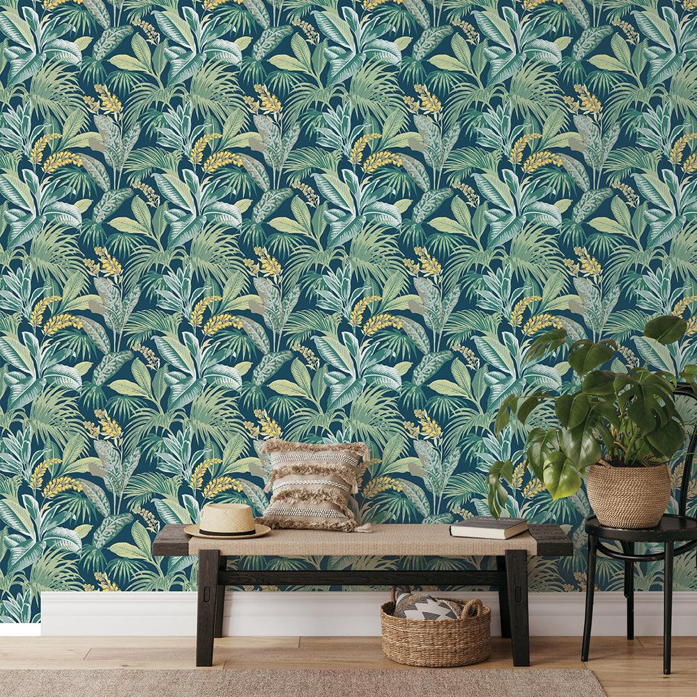 Tempaper Designs LIFESTYLE - Havana Palm Navy Peel and Stick Wallpaper