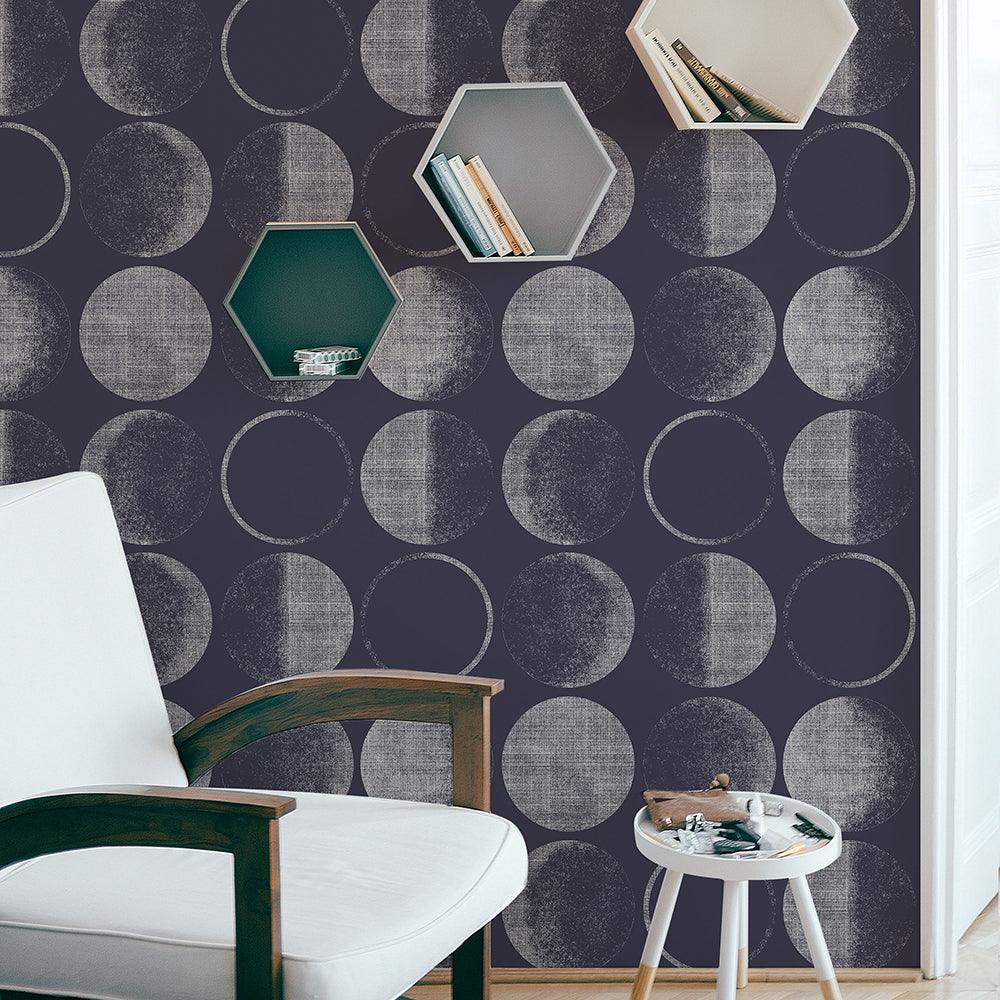 Tempaper Designs LIFESTYLE - Moons Midnight Peel and Stick Wallpaper