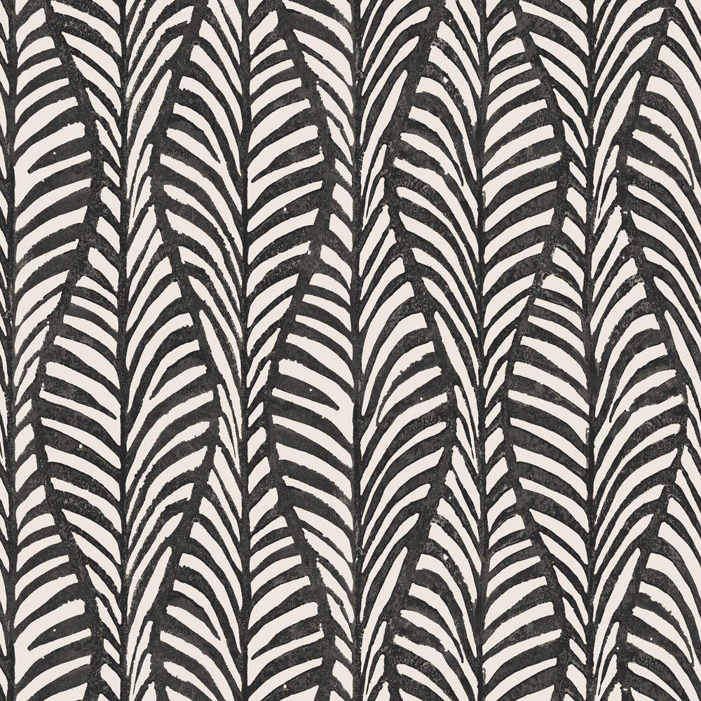 Tempaper Designs LIFESTYLE - Black Jade Block Print Leaves Peel and Stick Wallpaper