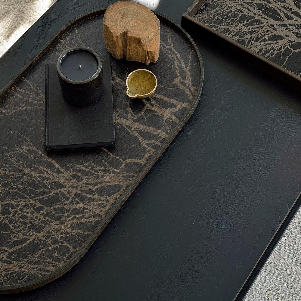 Notre Monde (Ethnicraft) DECORATIVE - Black Tree Oblong Wooden Tray