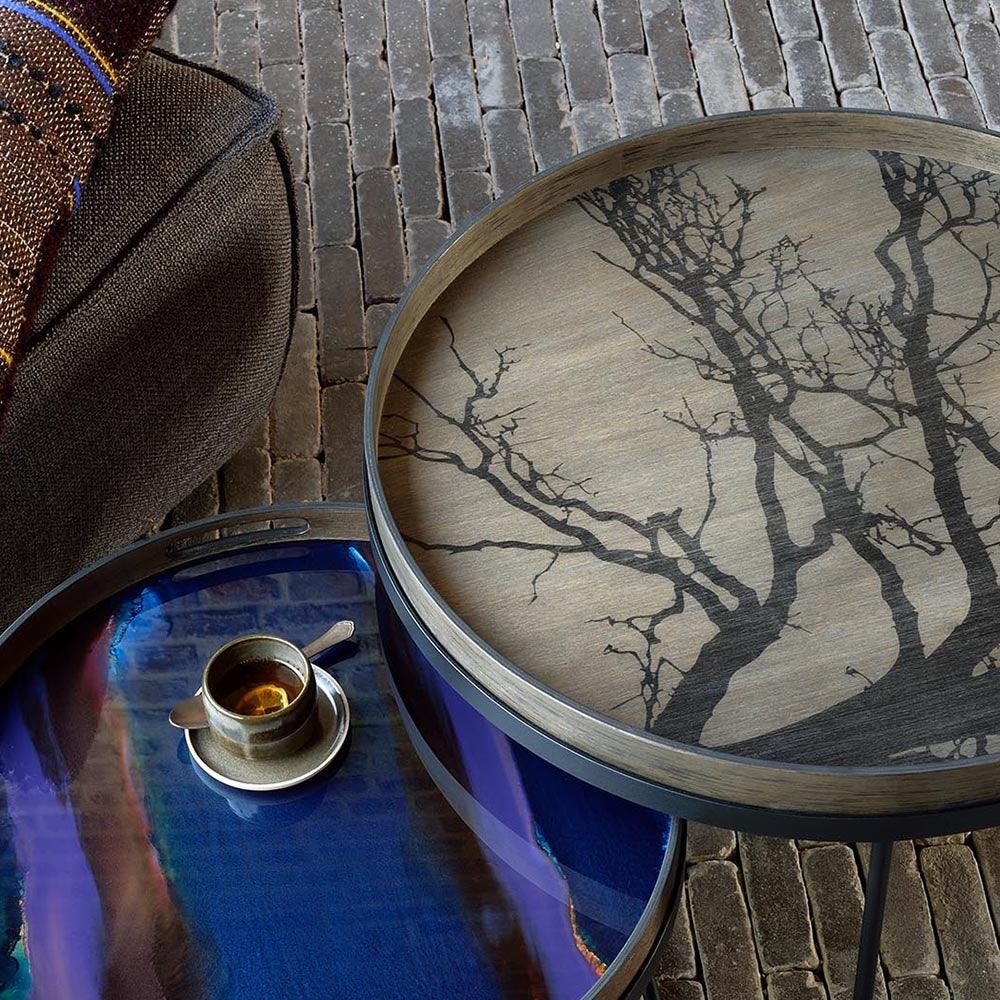 Notre Monde (Ethnicraft) DECORATIVE - Black Tree Large Round Wooden Tray