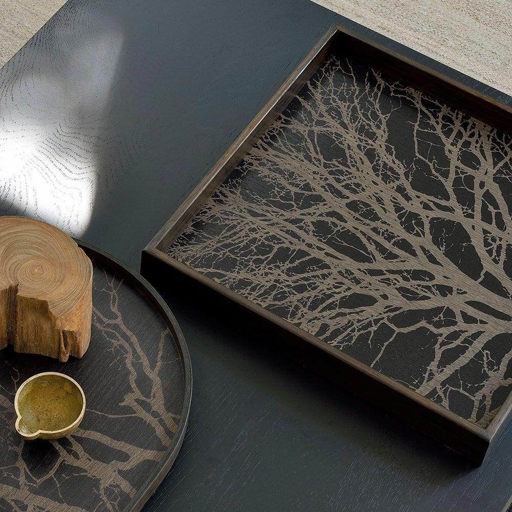 Notre Monde (Ethnicraft) DECORATIVE - Black Tree Small Square Wooden Tray