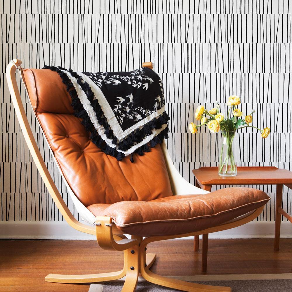 Tempaper Designs LIFESTYLE - Bobby Berk Shift White & Black Peel and Stick Wallpaper