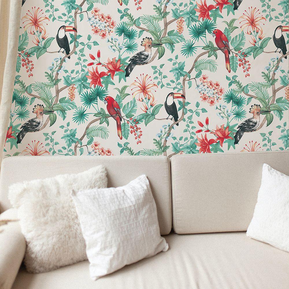 Tempaper Designs LIFESTYLE - Birds of Paradise Coconut Cream Peel and Stick Wallpaper