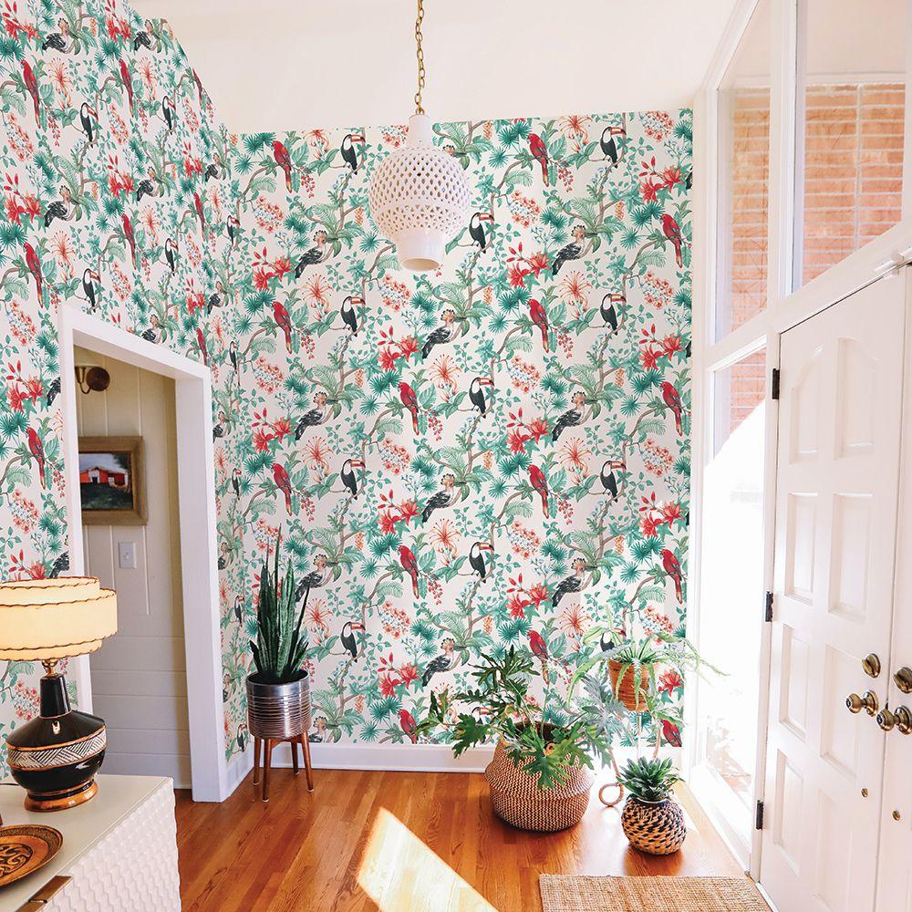 Tempaper Designs LIFESTYLE - Birds of Paradise Coconut Cream Peel and Stick Wallpaper