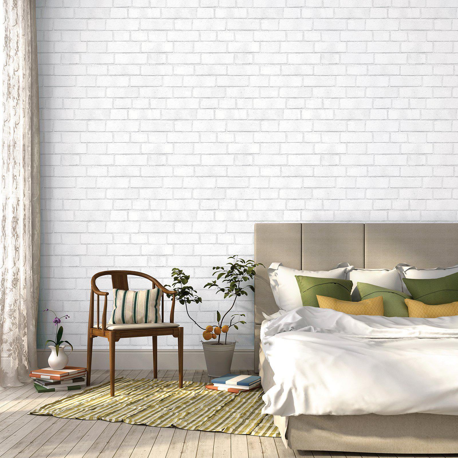 Tempaper Designs LIFESTYLE - Brick White Peel and Stick Wallpaper