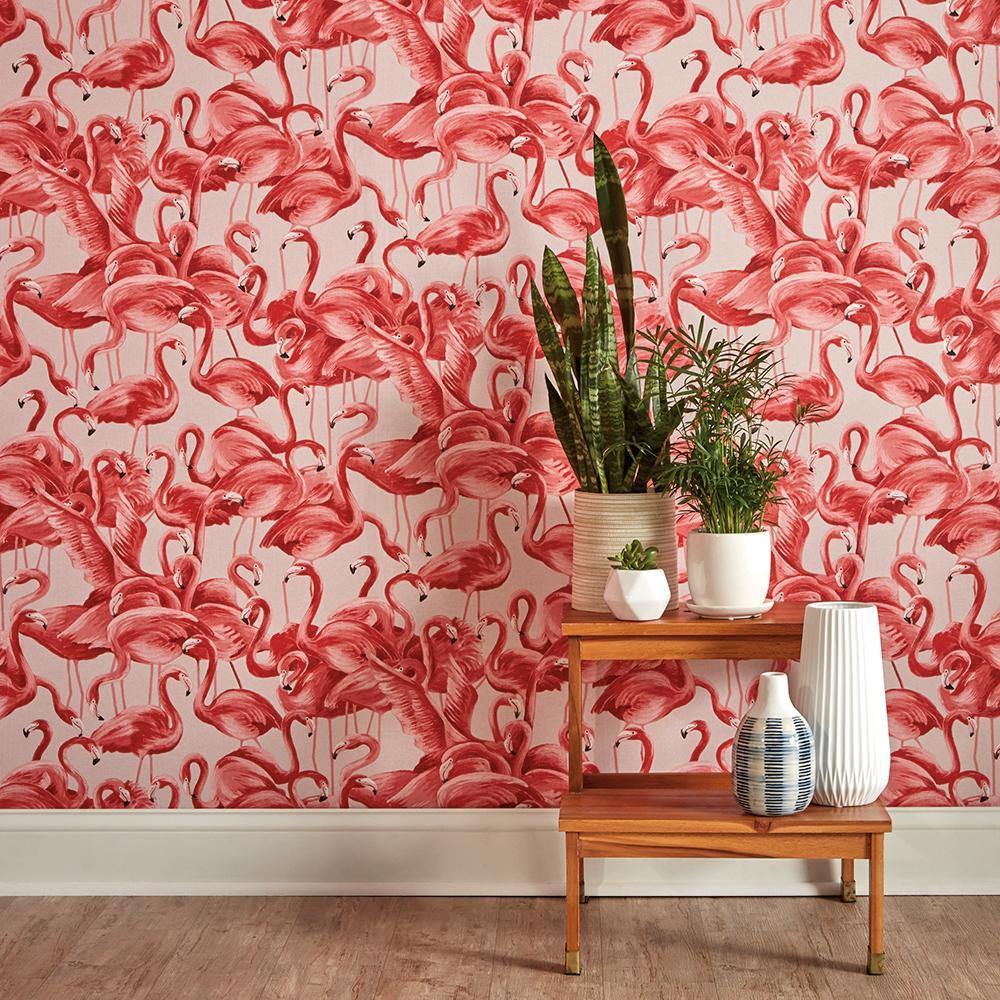 Tempaper Designs LIFESTYLE - Flamingo Cheeky Pink Peel and Stick Wallpaper