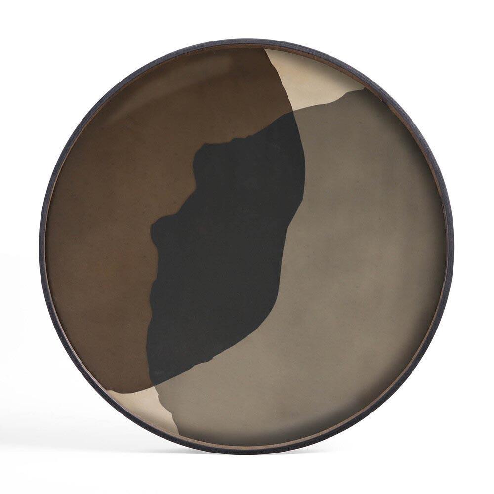 Notre Monde (Ethnicraft) DECORATIVE - Graphite Combined Dots Extra Large Round Glass Tray