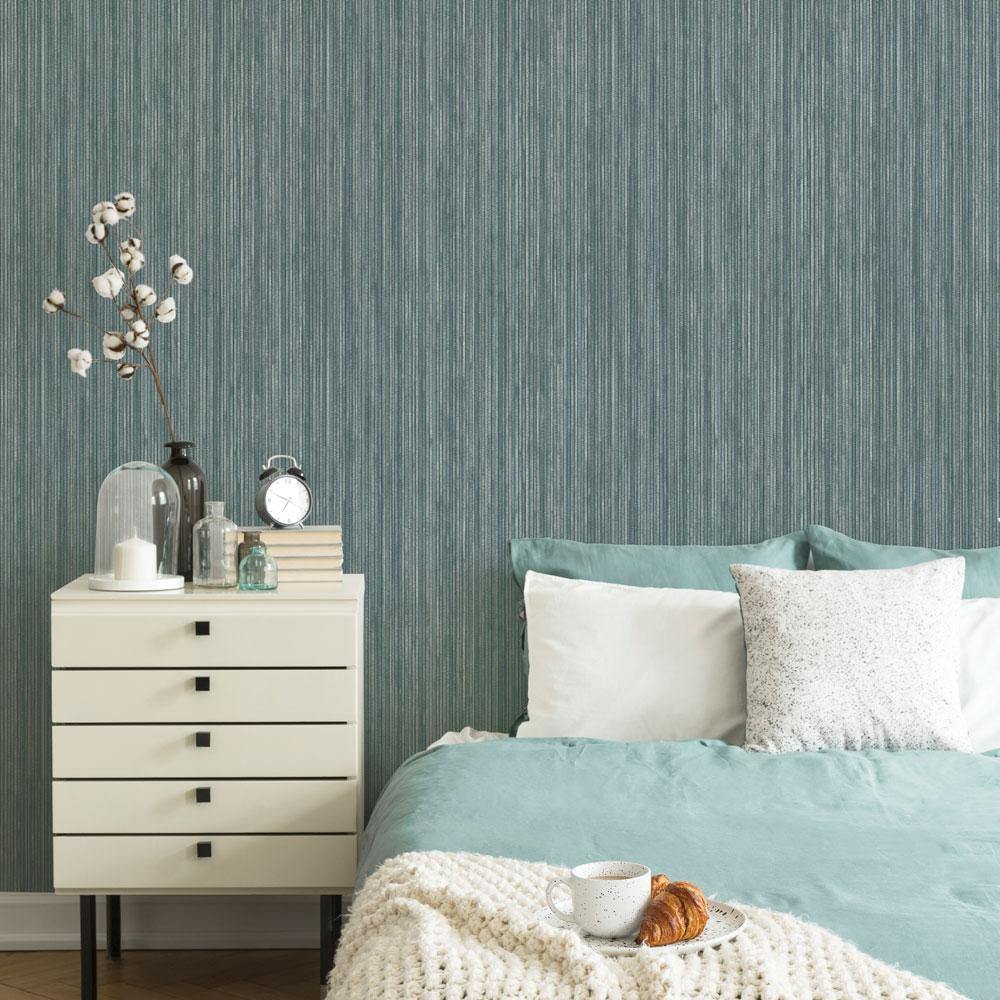 Tempaper Designs LIFESTYLE - Grasscloth Chambray Peel and Stick Wallpaper