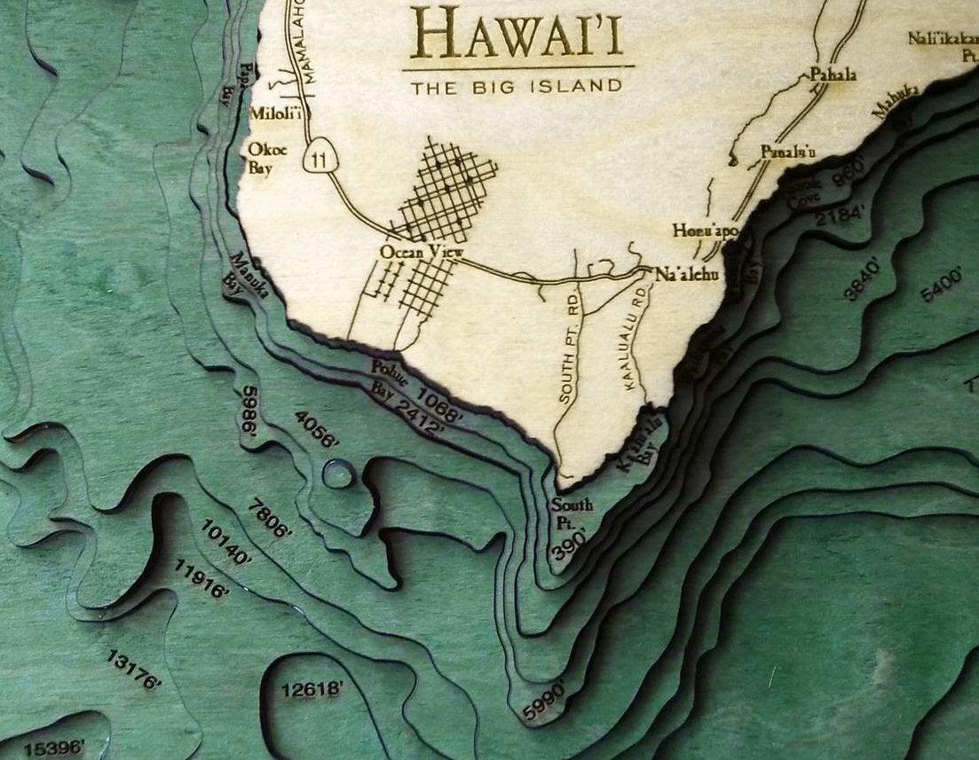 Michael Enterprises Inc./Worldchart.com WOOD CHART - Hawaii (Big Island) Wood Chart