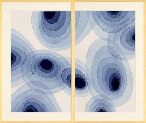 Celadon Art GALLERY - Indigo Ovals Diptych