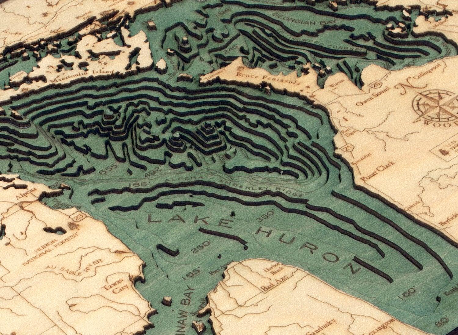 Michael Enterprises Inc./Worldchart.com WOOD CHART - Lake Huron Wood Chart