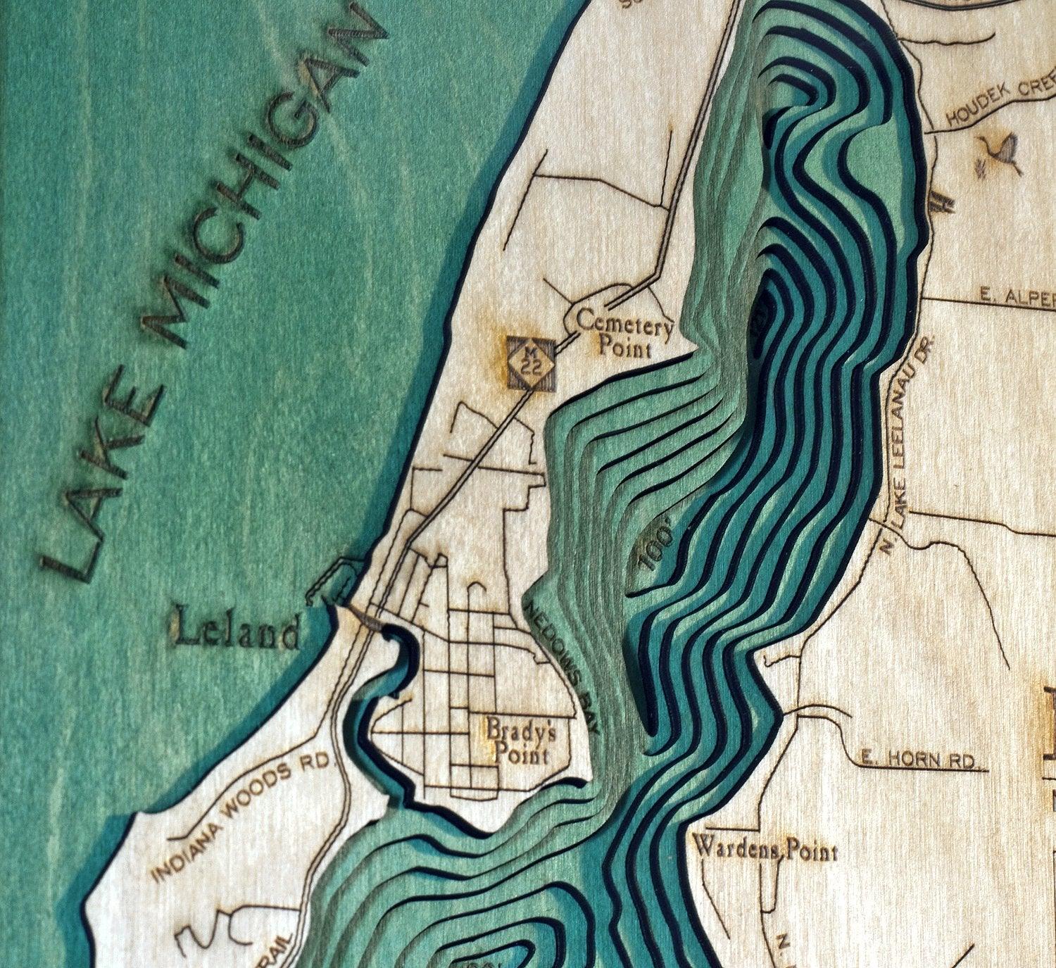 Michael Enterprises Inc./Worldchart.com WOOD CHART - Lake Leelanau Wood Chart