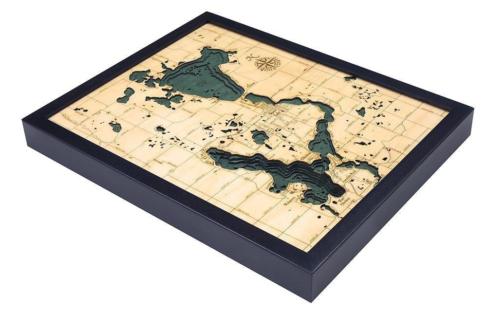 Michael Enterprises Inc./Worldchart.com WOOD CHART - Lake Okoboji and Spirit Lake Wood Chart